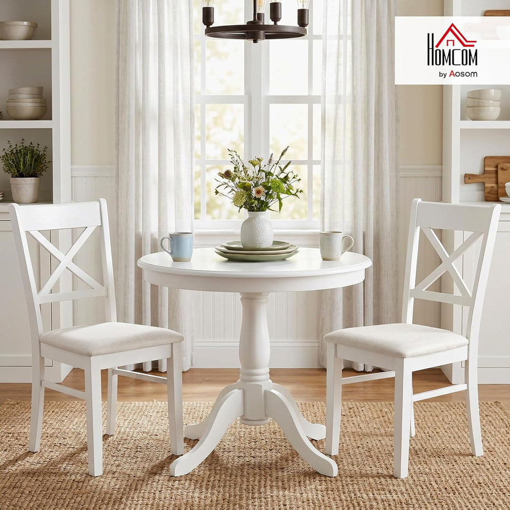 HOMCOM Dining Chairs Set of 2, Upholstered Kitchen Chairs with Rubberwood Fra...