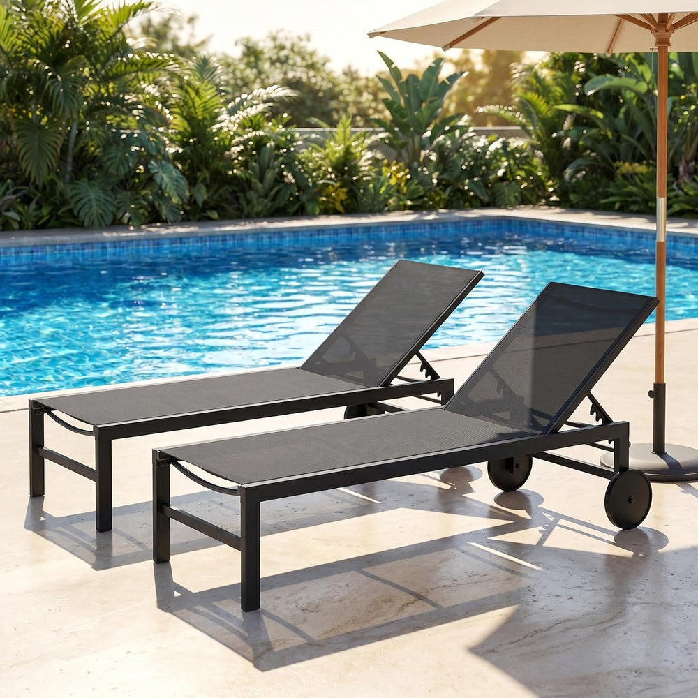 SUNLEI Patio Lounge Chair Outdoor Set of 2, Outdoor Chaise Lounge w/5-Positio...