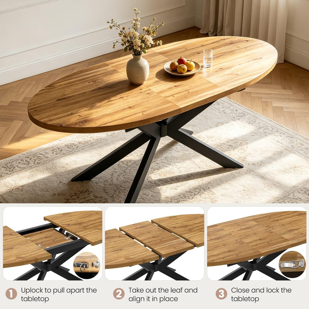 63"-78.7" Extendable Oval Dining Table Set for 4 | 5 Piece Large Ro...