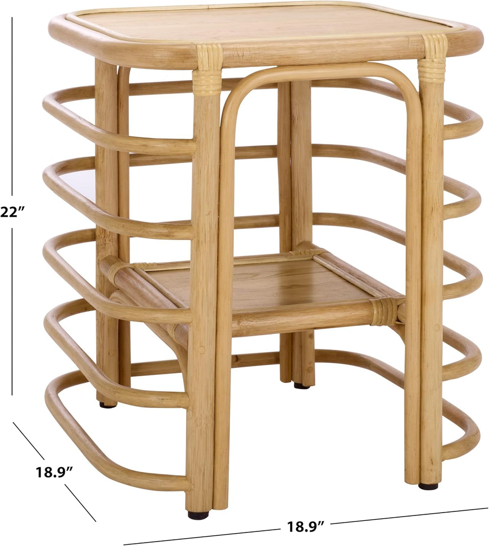 SAFAVIEH Home Collection - Maestro Natural Rattan Accent Table, Tropical Boho...