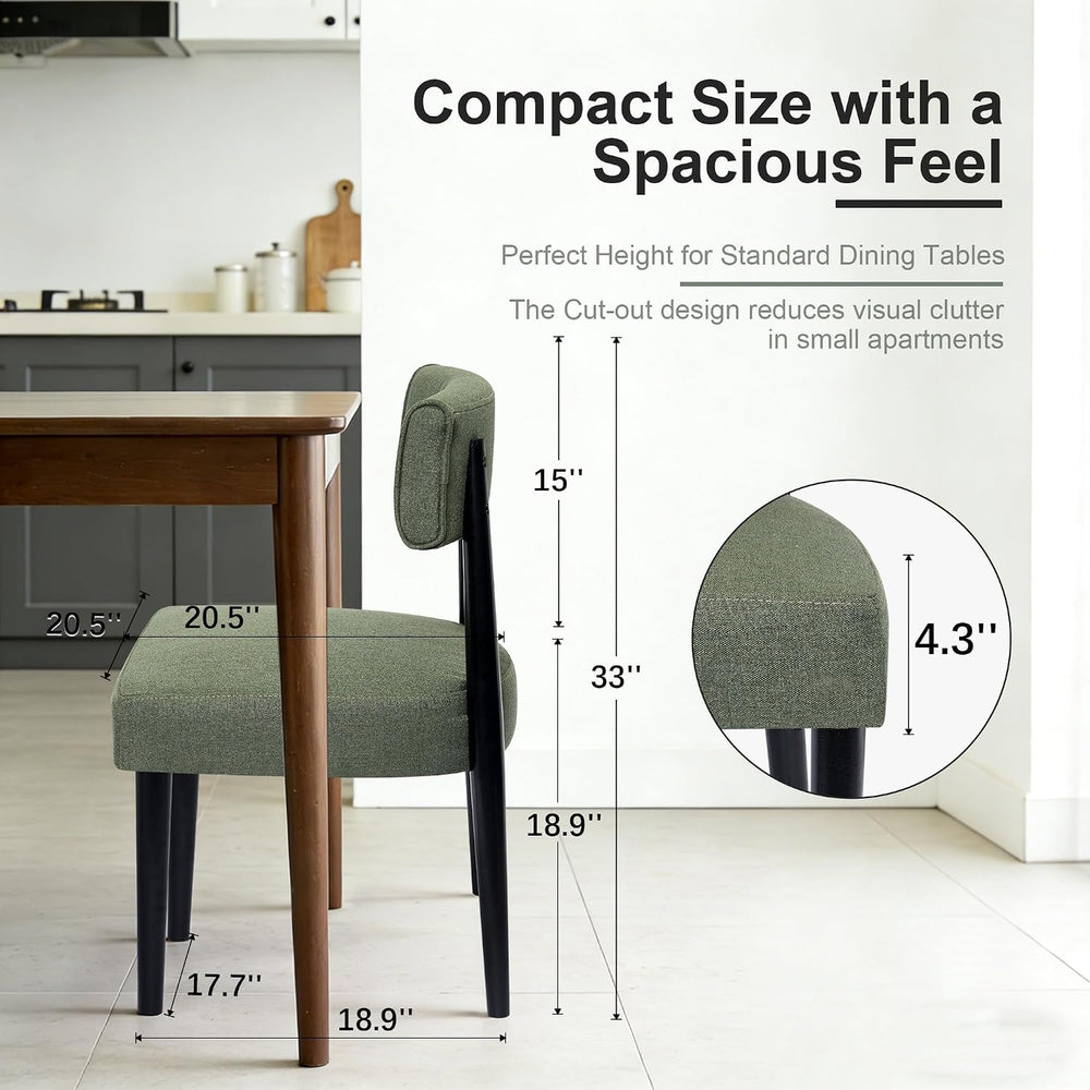 Wooden Dining Chairs Set of 4, Upholstered Kitchen Chairs with Solid Rubberwo...
