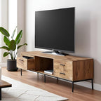 TV Stand for 55/60 Inch TV, Modern Wood Entertainment Center with Storage, 52" Media Console Table with 2 Drawers & Door Cabinet, Television Stands for Living Room & Bedroom (Rustic Brown)