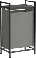 VASAGLE Laundry Hamper, Laundry Basket, Laundry Sorter with a Pull-Out and Removable Bag, Shelf, Metal Frame, 12.4 Gallons (47 L), 16.5 x 11 x 29.5 Inches, Slate Gray and Charcoal Gray UBLH001G01