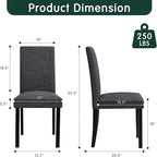 CHUN YI Upholstered Dining Chairs Set of 6, Fabric Dining Room Chairs with Solid Wood Legs, Modern Parson Chairs for Kitchen, Restaurant, Hotel, Dark Gray