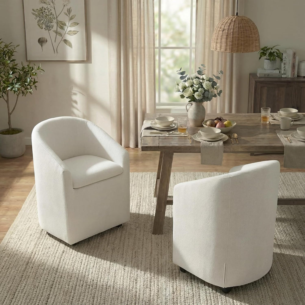 KISLOT Upholstered Dining Chairs with Casters, Washable Cover Modern Dining R...