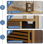 HITNET Bathroom Cabinet, Bamboo Floor Cabinet Free Standing, 4 Tier Sofa Side Storage Cupboard for Living Room Kitchen Bedroom, Walnut