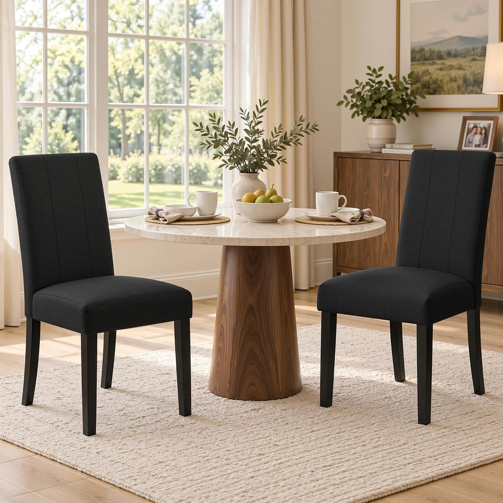HOMYZOO Dining Chairs Set of 2, Upholstered Dining Room Chairs, Black