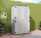 HOMSPARK Storage Shed Weather Resistance, Multi-Purpose Outdoor Storage Cabinet for Backyards and Patios, Horizontal Storage Shed for Lawnmower, Patio Accessories (White, Tall - 53 cu.ft)