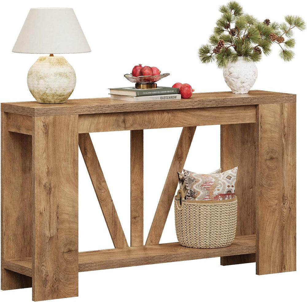 Tohomeor Console Table for Entryway, 47 Inches Narrow Sofa Table Behind The C...