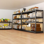 Storage Shelves, Garage Metal Shelving Unit, Adjustable, Double-Layer Column with Reinforced Ribs, Heavy-Duty, Capable of Bearing 600-3600 lbs (Black, 47''W*24''D*63''H, 4-Tier)