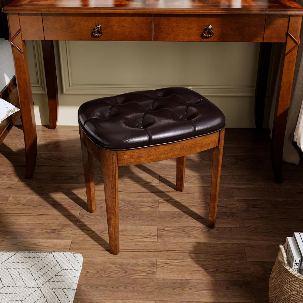 Vanity Stool Bench with Upholstered, Modern Luxury Wood Stool ,Ottoman Shoe B...