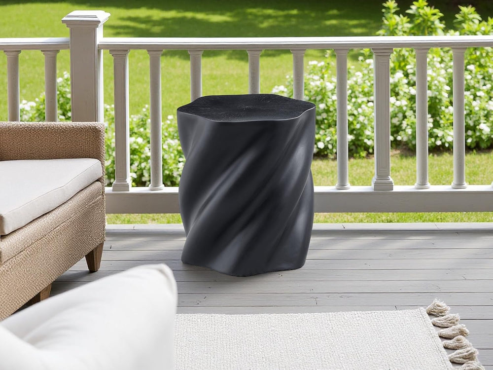 19.69" Modern Sculpture-Style Black Fiberglass End Table,Sofa Couch Side...