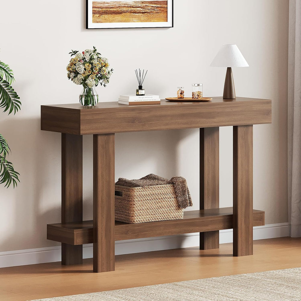 Console Table for Entryway, 47.2" Narrow Farmhouse Sofa Table Walnut | T...