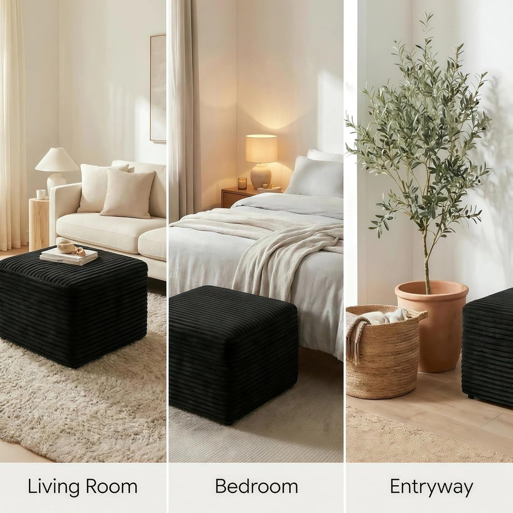 JINGLING 25.6 Inch Plush Corduroy Ottoman, Modular Sectional Foot Rest for Li...
