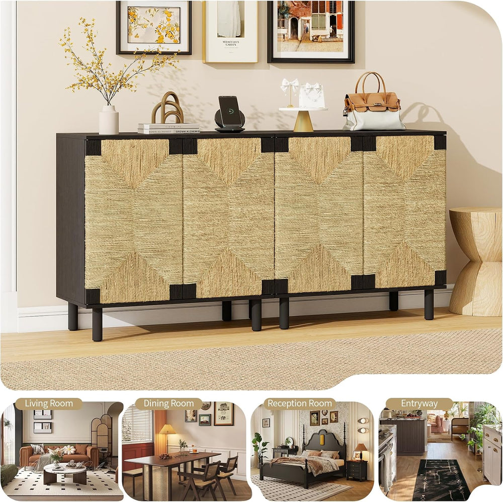 Small Accent Cabinet with Doors - Sideboard Buffet Cabinet with Storage, Coff...