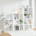 VECELO Small White Bookshelf, 5 Cube Shelf, Fits Tallest Hardcovers, Horizontal Available, Storage Organzier for Home Office, Pearl White