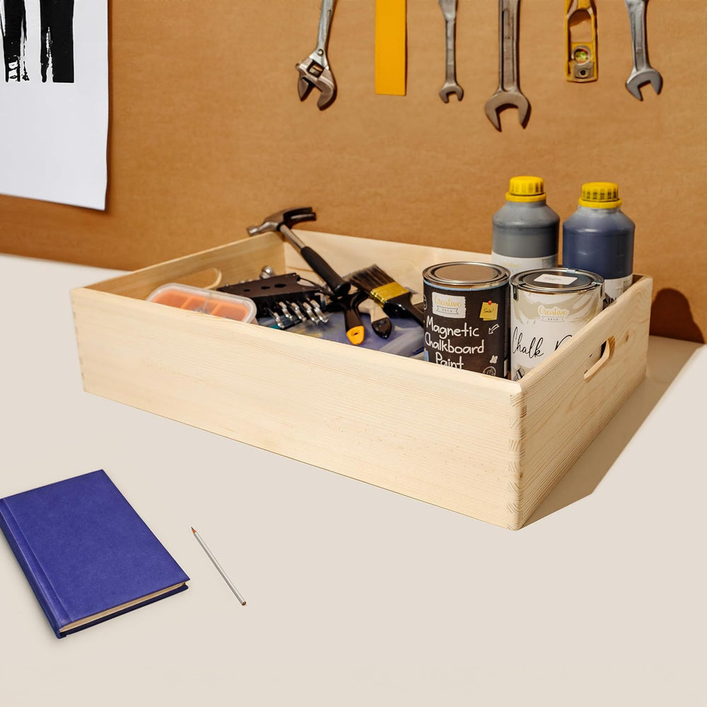 Creative Deco Large Wooden Crate Nesting Crate Handles | 23.62x15.74x5.51in |...