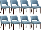 Dining Chair Set of 8,Modern Dining Room Chairs with Thick Cushions,Upholstered Linen Fabric Kitchen Chairs for Kitchen Dining Room LIGHTBLUE