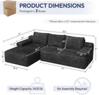 Yaheetech 110" Sectional Sofa Boneless Couch with Chaise, Dark Gray | Sectional Sofa Cloud Couch Corduroy Modular L-Shape Couch No Assembly Sofa with Detachable Pillow for Living Room Guest Room