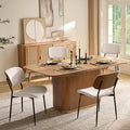 HULALA HOME Dining Chairs Set of 4 Mid-Century Modern Upholstered Kitchen Dining Room Chairs with Wood Curved Backrest, Black Metal Legs Fabric Dinner Chair for Living Room Cafe Restaurant Linen