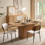 HULALA HOME Dining Chairs Set of 4 Mid-Century Modern Upholstered Kitchen Dining Room Chairs with Wood Curved Backrest, Black Metal Legs Fabric Dinner Chair for Living Room Cafe Restaurant Linen