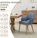Wooden Dining Chairs Set of 4, Modern Fabric Upholstered Dining Room Chair, Kitchen Side Chairs, Farmhouse Dinner Chair with Open Back for Kitchen, Blue