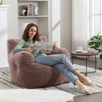 Recaceik Bean Bag Chairs, Tufted Soft Stuffed Bean Bag Chair with Filler, Fluffy Lazy Sofa Chair Lounger, Comfy Giant Bean Bag Chair for Bedroom, Living Room, Brown
