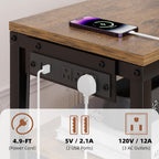 JUSTOGO TV Stand with Mount & Power Outlet for 32-70 Inch TVs, Rustic Brown | TV Console with Drawers & Led Lights, AC Outlets & USB Ports, For Living Room, Bedroom, Height Adjustable, Swivel TV Cabinet