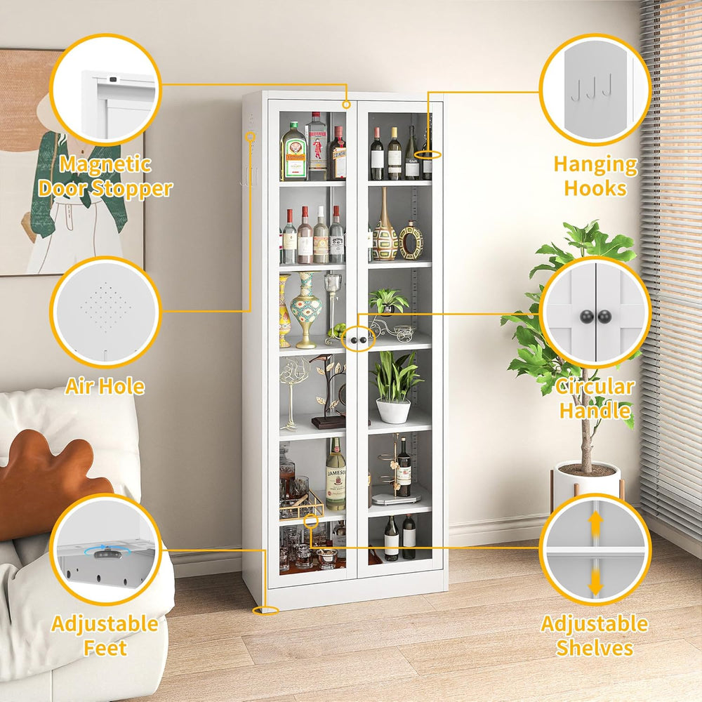 Kitchen Pantry Cabinet, 72" Tall Pantry Storage Cabinet with Adjustable ...