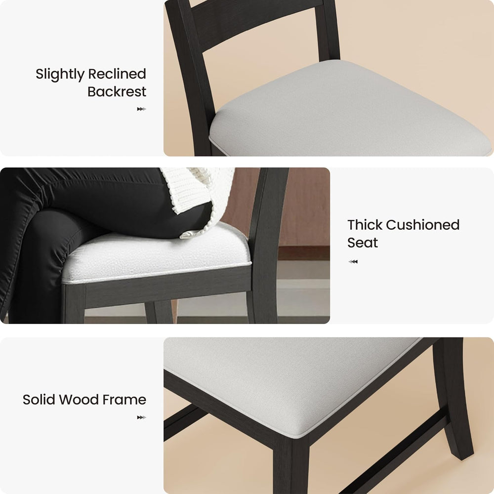 COLAMY Wooden Dining Chairs Set of 6, Farmhouse Upholstered Dining Room Chair...