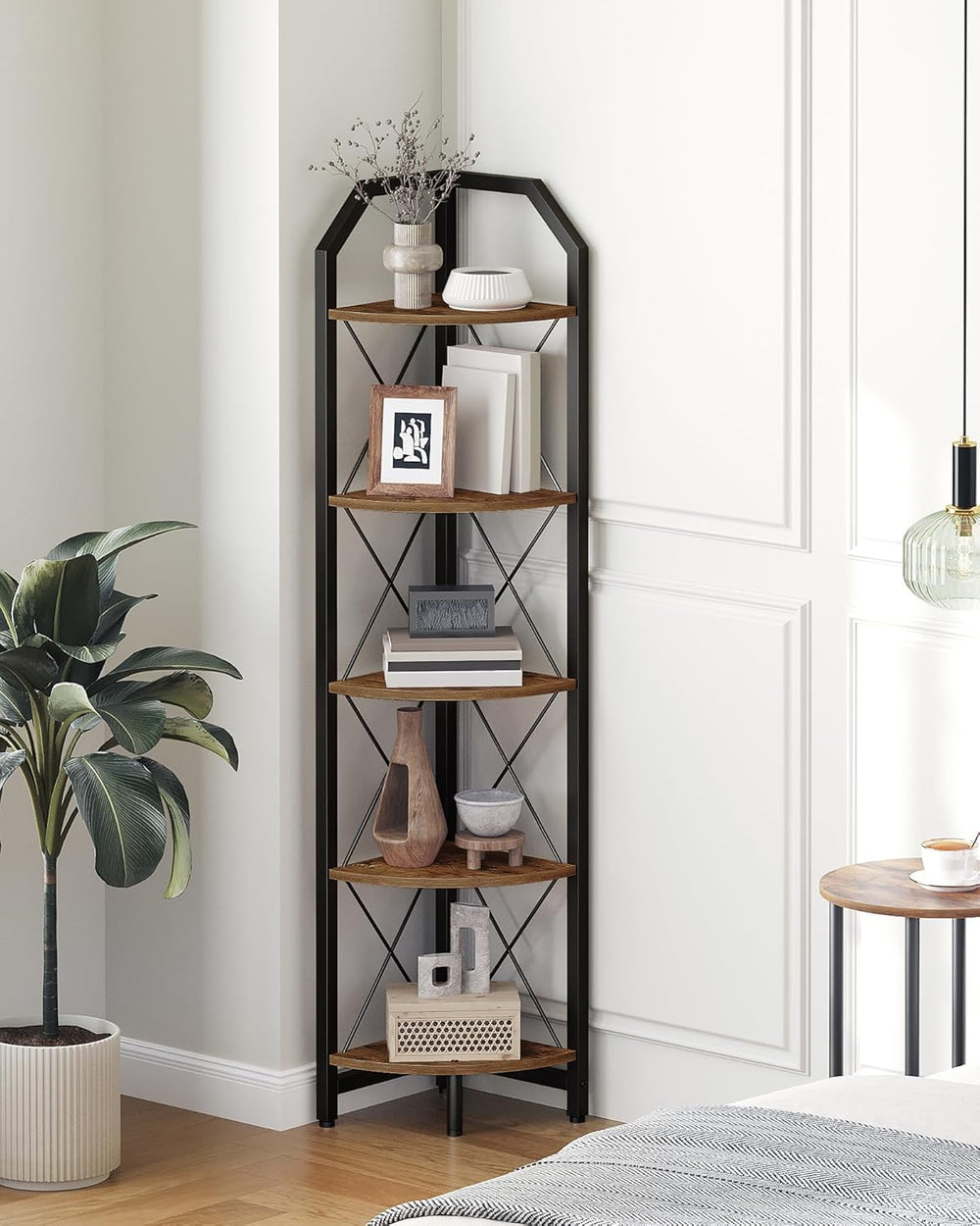 CHOEZON 59.4" Corner Shelf, 5-Tier Industrial Corner Bookshelf, Corner S...