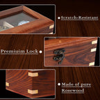 Wooden Watch Box for Men & Women, Watch Organizer & Display Case, Premium Long-Lasting Watch Holder for Storage, Elegant Gift for Watch Collectors (Glass Top, 5 Slots)