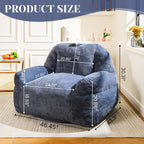 Giant Bean Bag Chair, Faux Fur Bean Bag Chairs for Adults, Fluffy and Comfy Bean Bag with Filler, Big Bean Bag Sofa Chair for Reading, Gaming, Stuffed High-Density Foam (Grey)