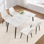 Dining Chair Set of 4, Modern Dining Chairs with Thick Cushions, Faux Leather Upholstered Kitchen Dining Room Chairs with Metal Adjustable Legs for Dining Living Room, White