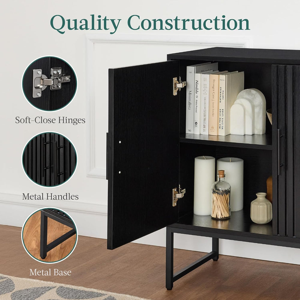 Best Choice Products Slatted Sideboard Buffet Cabinet, Entryway Table, Accent...