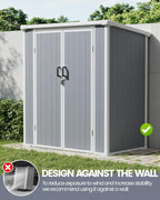 5x3 Resin Garden Sheds & Outdoor Storage on Clearance, Weather-Resistant Plastic Shed with Floor and Lockable Door for Garden Tools, Lawn Mower, Bike, Backyard Organization, Aritic Light Grey