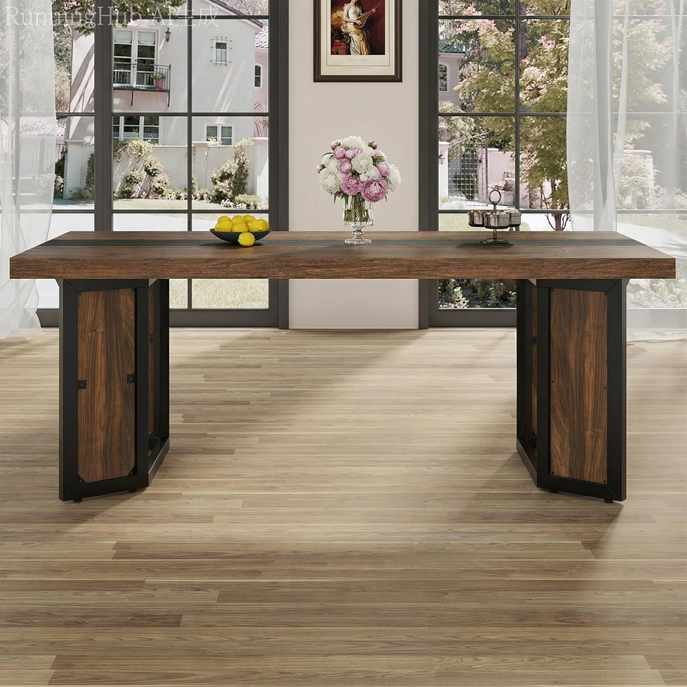 knoworld Rectangular Industrial Dining Room Table for 8 People, 71" Long...