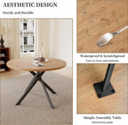 HIPIHOM 45.3 Inch Modern Round Dining Table for 4, Space-Saving Dinette with Carbon Steel Legs for Home Kitchen Apartment(Oak Table)