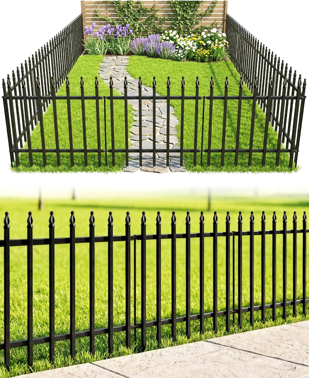 ARIFARO 5 Panels Metal Garden Fence 24" H x 24" W, Decorative Fence...
