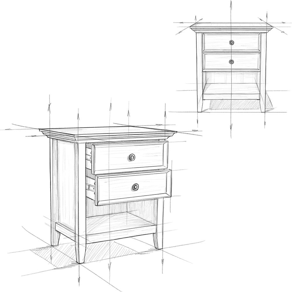 SIMPLIHOME Amherst Solid Wood 24 inch Wide Traditional-Style Bedside Nightsta...