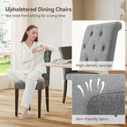 Upholstered Dining Chairs Set of 4, Button Tufted Parsons Dining Chair with Solid Wood Legs, Modern Fabric Side Chair for Dining Room/Kitchen/Restaurant/Hotel- Grey