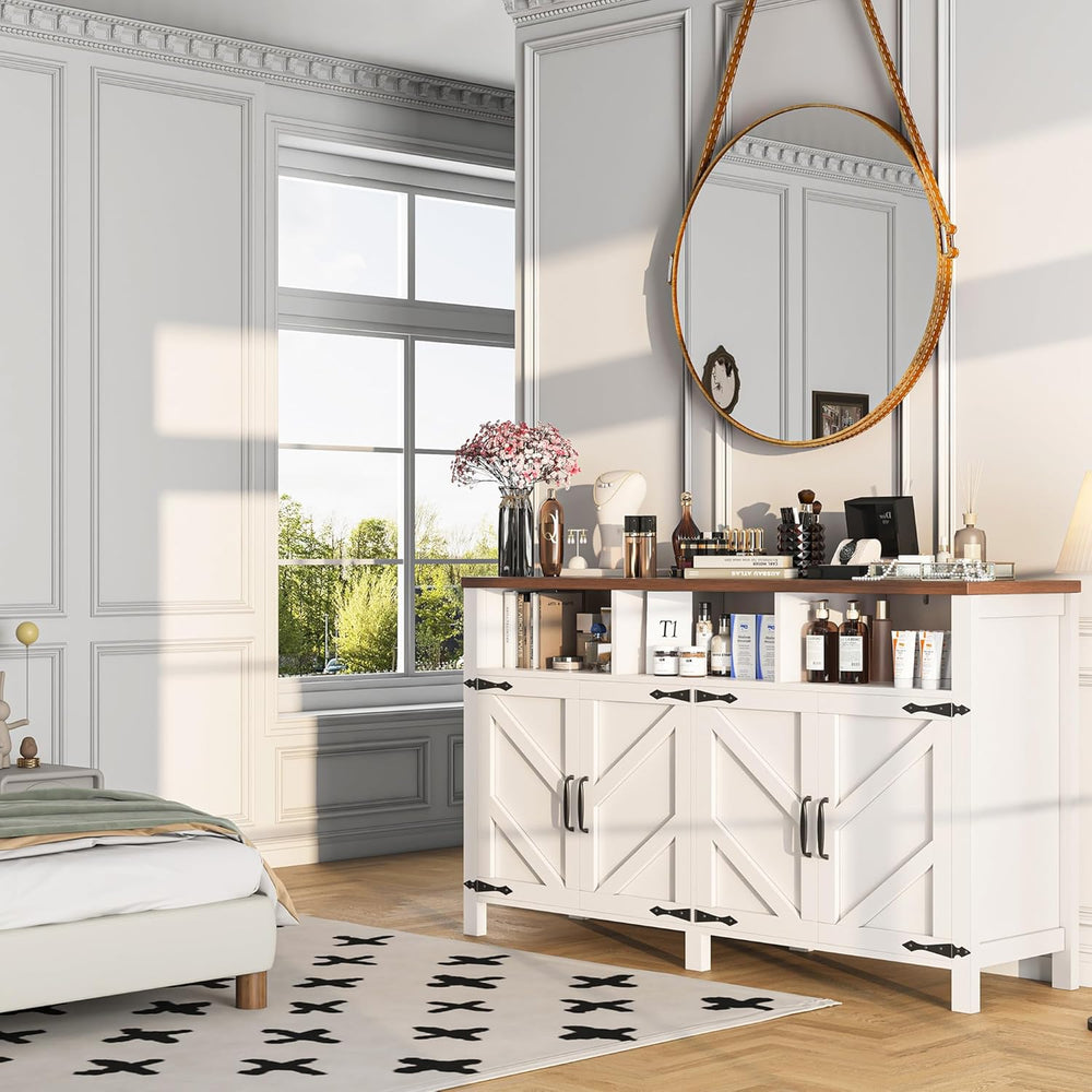 knoworld Buffet Sideboard with Storage Farmhouse with 4 Doors, 55'' L...