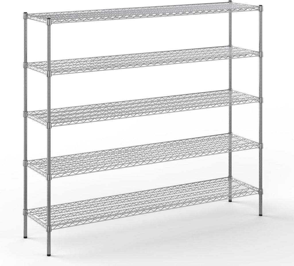 18" Deep x 72" Wide x 74" Height Wire Shelving Kit | 5-Tier | NSF Commercial Storage Rack Unit