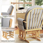 DORTALA Baby Glider Rocker with Ottoman, Multiposition Lockable Glider with Cleanable Upholstered, Smooth Rocking Motion, Nursery Glider & Ottoman Sets for Nursing Baby, Reading (Grey and Natural)