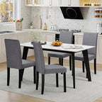 Giantex Upholstered Dining Chair Set of 2, Mid Century Modern Fabric Kitchen Chairs with Rubber Wood Legs, Thick Padded Seat, High Back, Side Armless Chairs for Living Dining Room (Dark Gray)