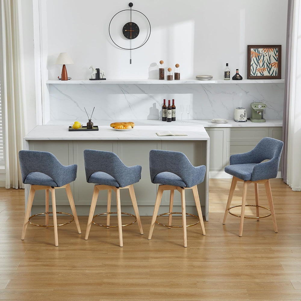 Zesthouse Swivel Counter Stools Set of 4, Wooden Counter Height Bar Stools | ...