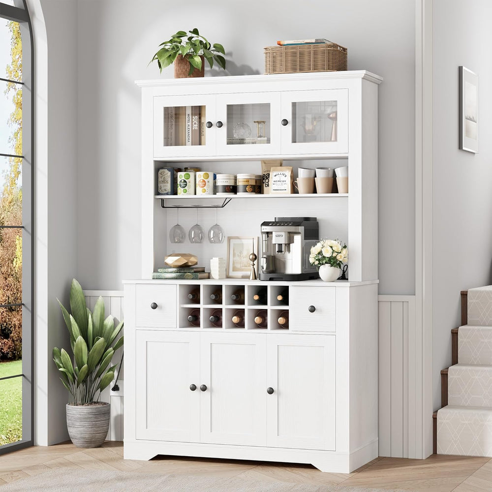 68.7 " Pantry Cabinet with LED Light and Charging Station, Kitchen Pantr...