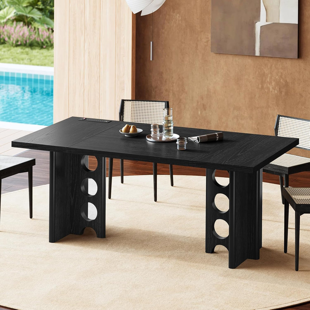 Dining Table for 4 People, Rectangle Kitchen Table with Elegant Design Legs, ...