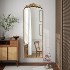 WAMIRRO Ornate Gold Mirror,Vintage Arched Antique Floor Mirrors for Living Room Hallway Fireplace Bathroom Entryway 18"X53"