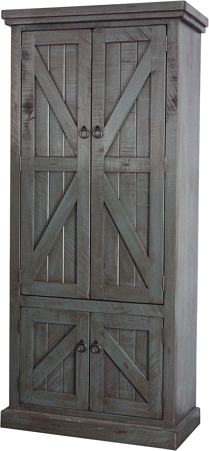 American Heartland Rustic Double Door Pantry, Rustic Dark Blue